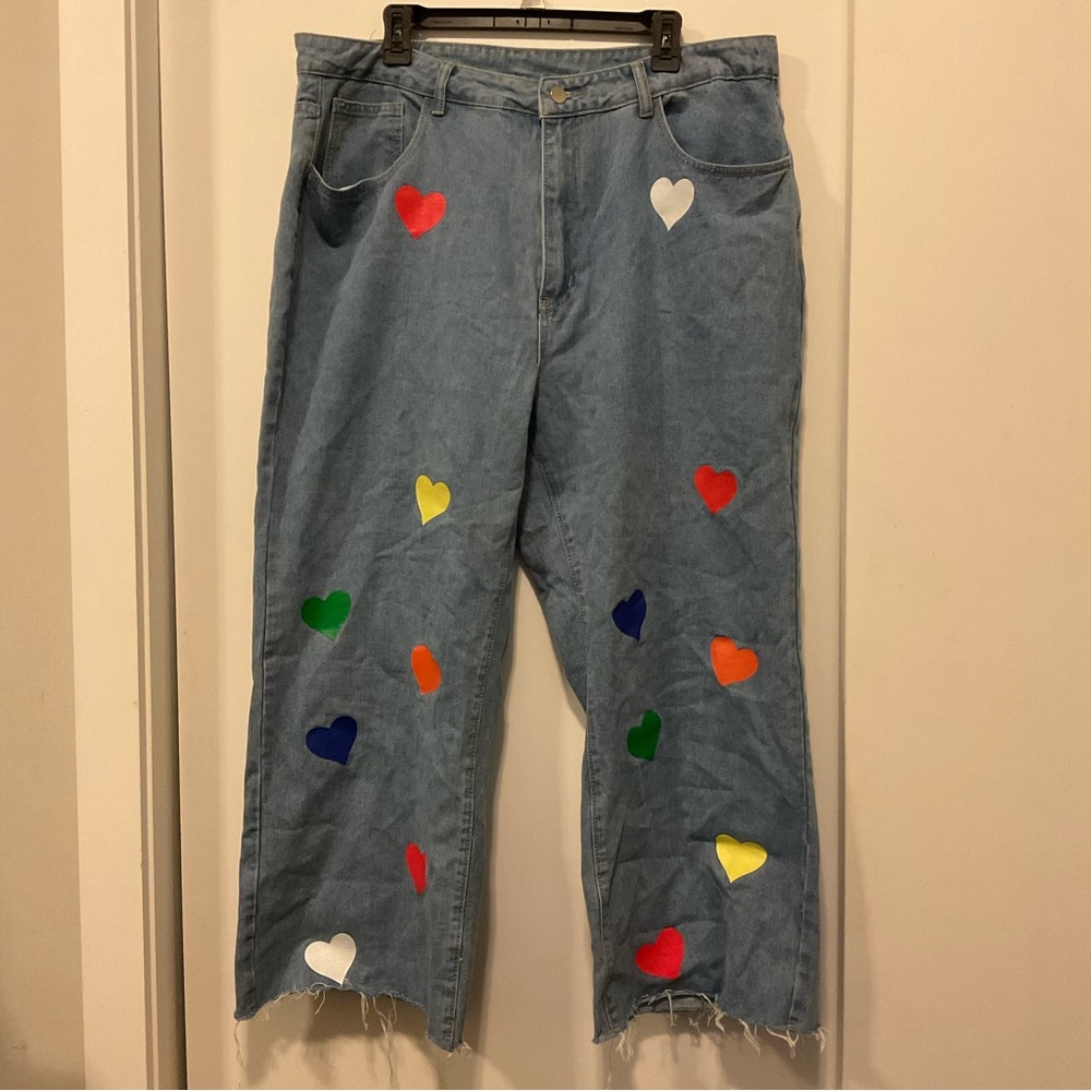 SHEIN Rainbow Hearts jeans